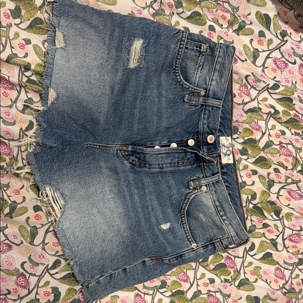 We The Free Distressed Blue Jean Shorts
